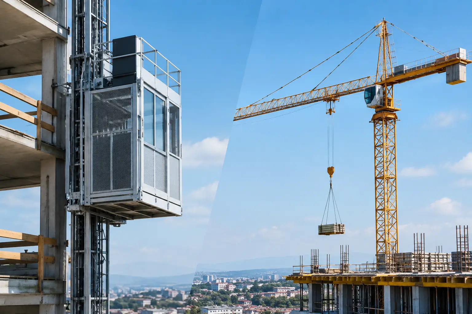 Ascensore versus gru: quale scegliere in cantiere